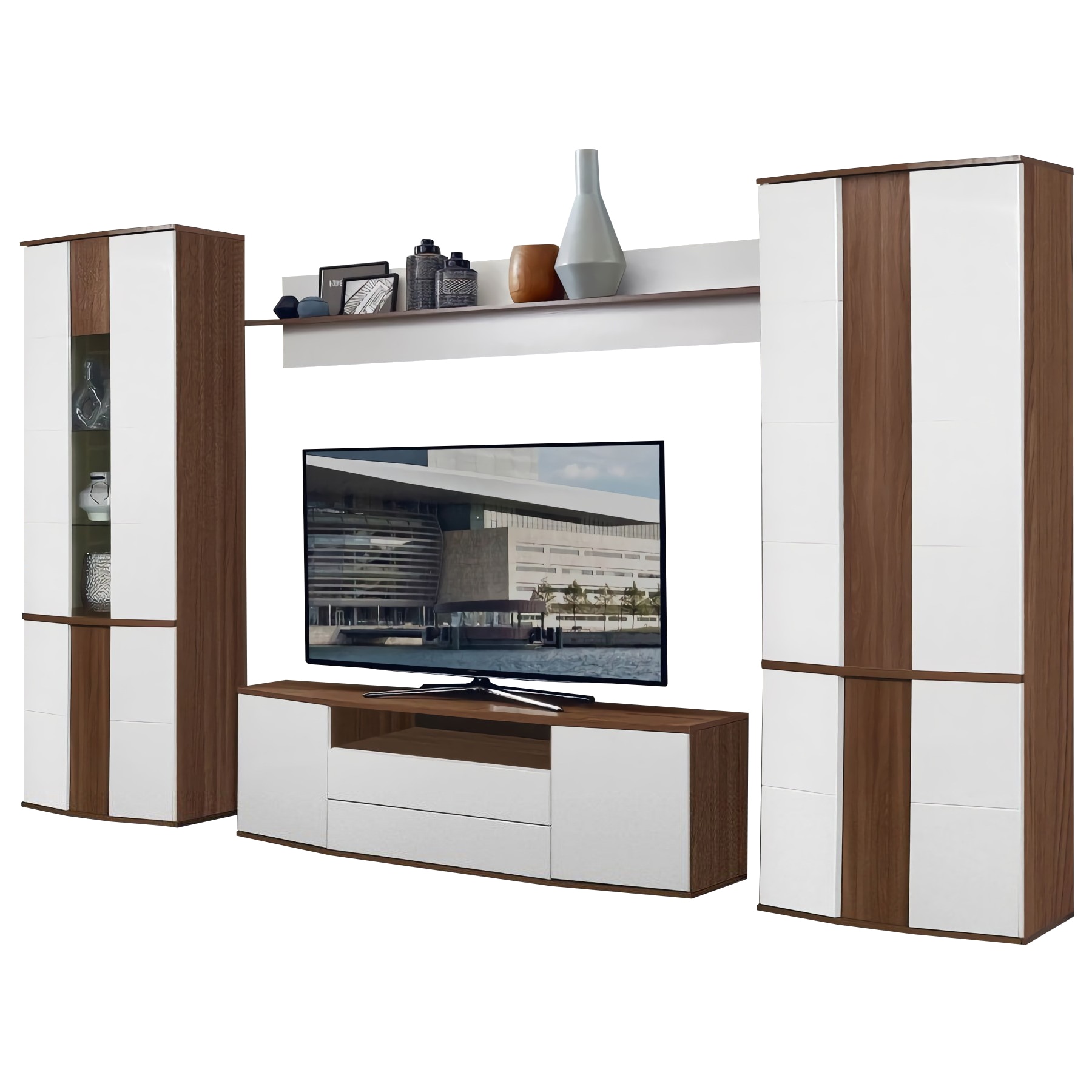 Set Living DONA1, 332x45x208cm, Alb/Frasin