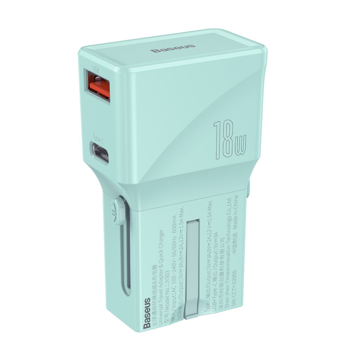 Incarcator universal Baseus, Albastru, Port USB / USB-C, Quick Charge 3.0, 18 W