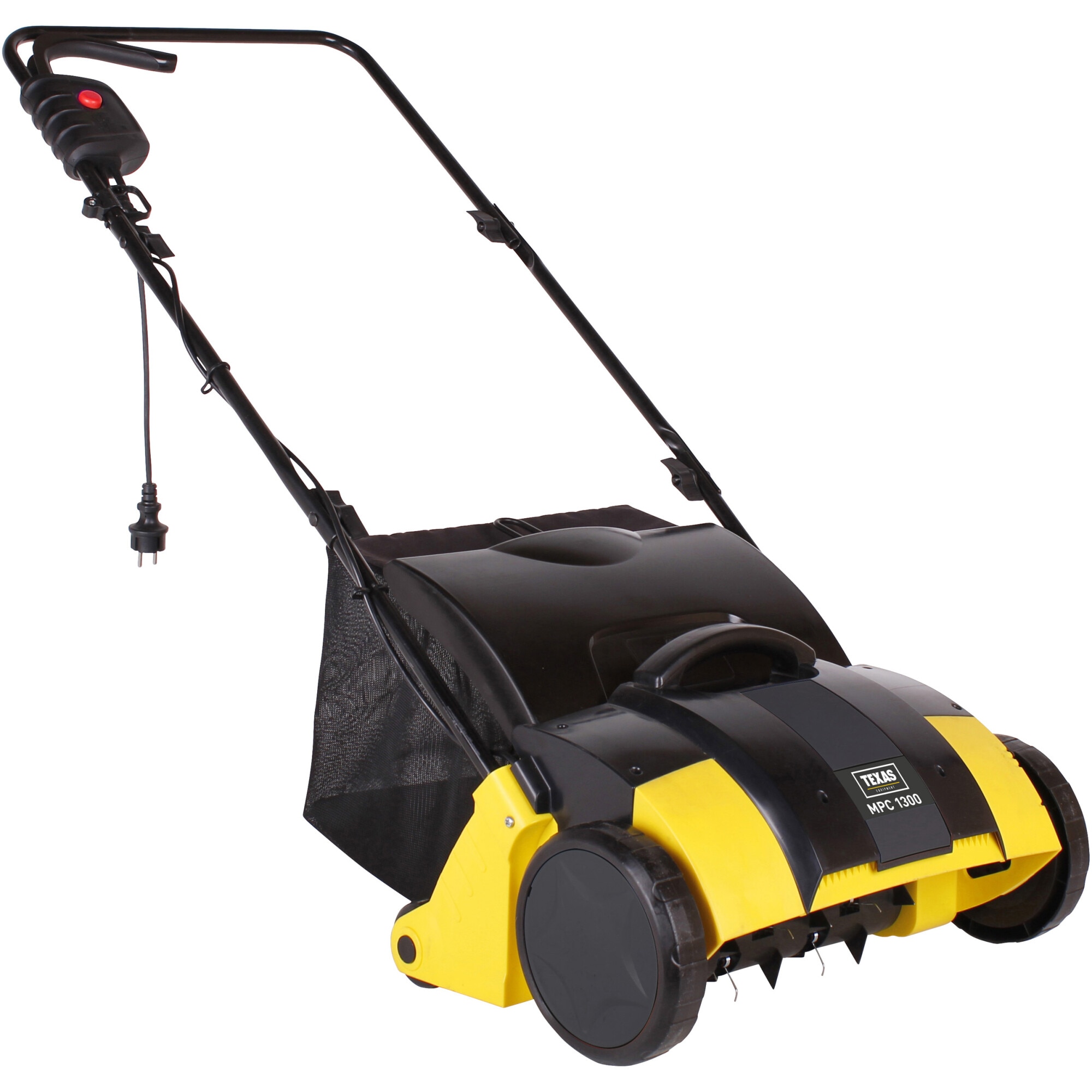 Scarificator electric Texas MPC1300, 2 in 1 scarificator/aerator, 1300W, 230V, latime lucru 30cm, 3 trepte reglaj central, sac 30 litri
