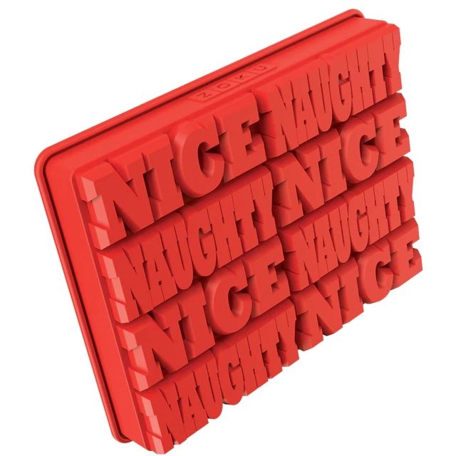Forme cu mesaj pentru gheata, Zoku Naughty or Nice, ZK138, 2 matrite, silicon, nu contine BPA, rosu