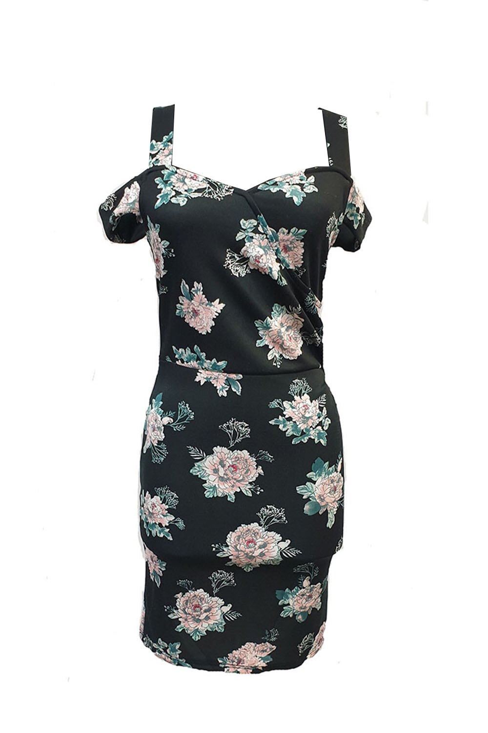 Rochie de zi neagra cu imprimeuri florale Tally Weijl, S