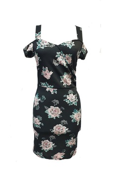 Rochie de zi neagra cu imprimeuri florale Tally Weijl, S Rochie de zi neagra cu imprimeuri florale Tally Weijl, S