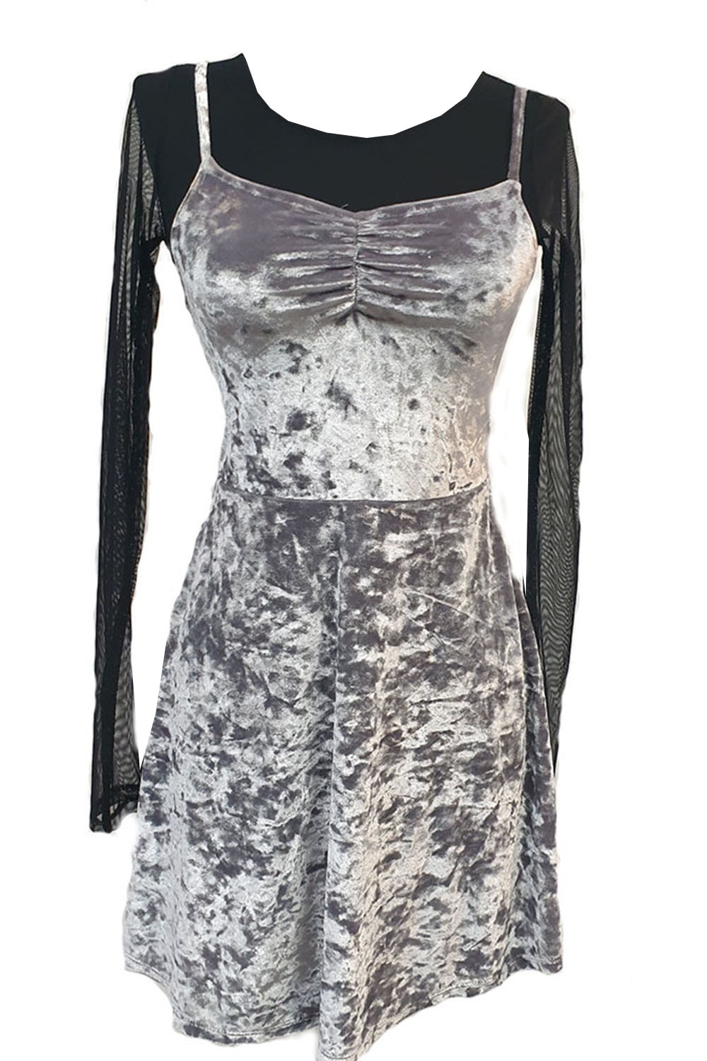 Rochie de seara Tally Weijl, material catifea, Negru/Gri, XS