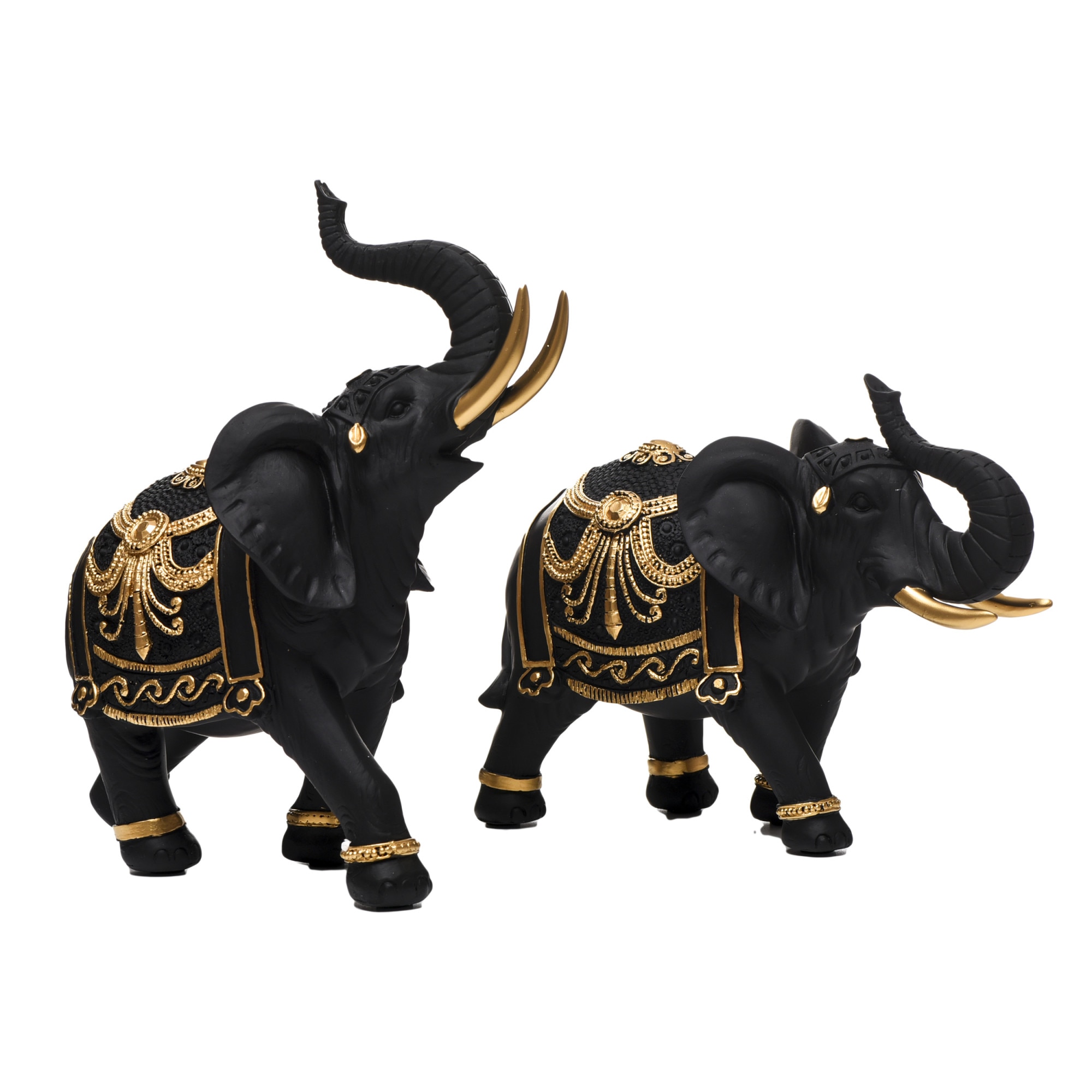 Set statuete elefanti MEZI, realizati manual din rasina, 24 cm