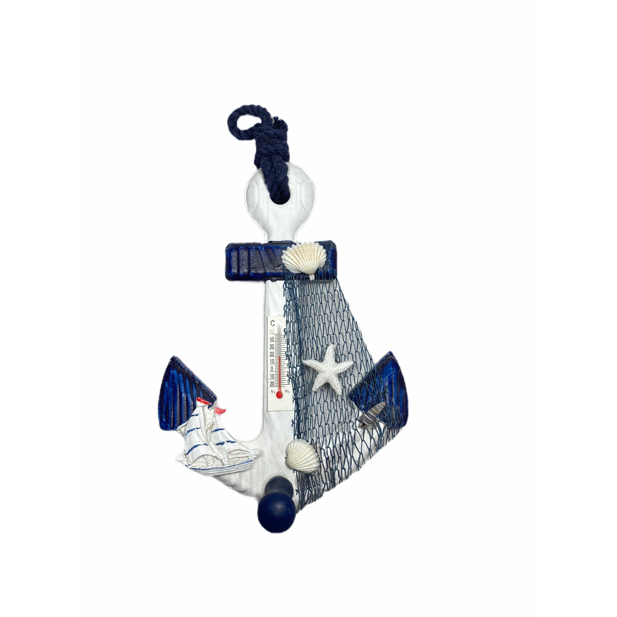 Accesoriu decorativ Atelier ancora termometru, 20cm, Lemn