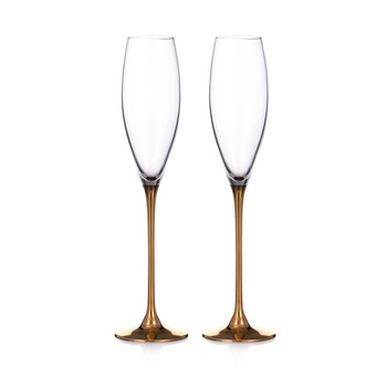 Set 2 Pahare de sampanie din cristal cu aur Elegance Gold 200 ml Set 2 Pahare de sampanie din cristal cu aur Elegance Gold 200 ml