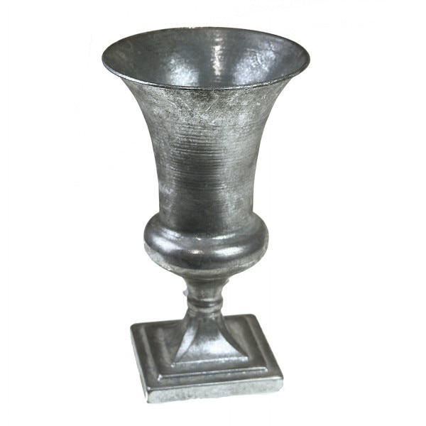 Amfora metalica, argintiu antic,16.5x29 cm