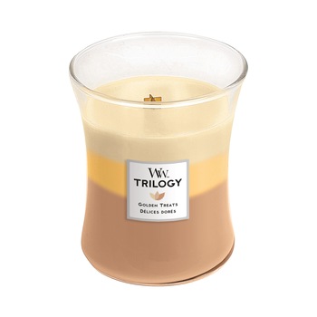 Lumanare Parfumata Borcan Mediu Trilogy Golden Treats, WoodWick® Lumanare Parfumata Borcan Mediu Trilogy Golden Treats, WoodWick®