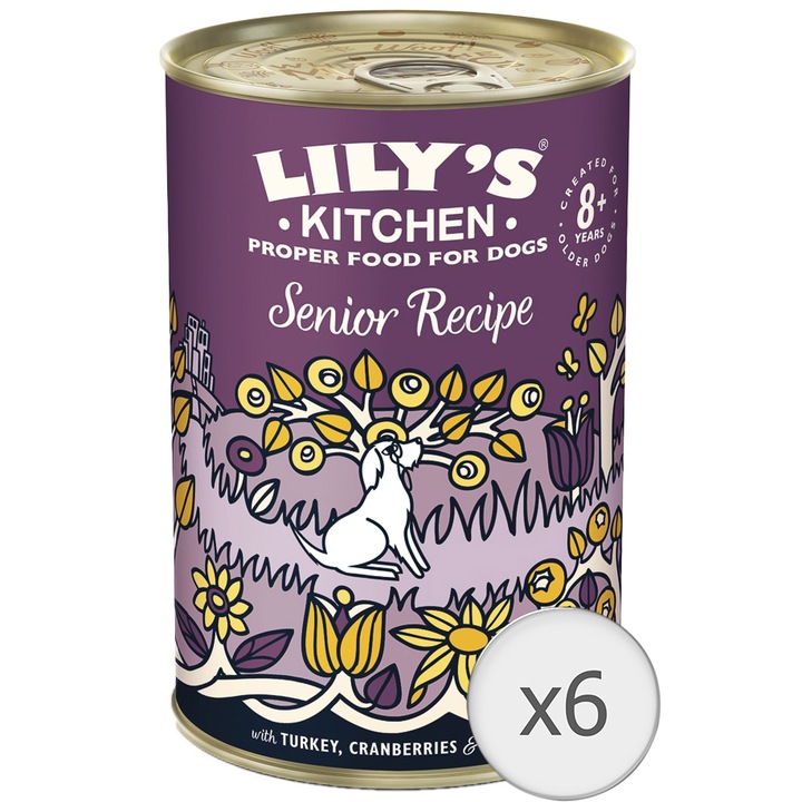 Lily's Kitchen Senior Recipe nedves kutyatáp pulykával, áfonyával és paszternákkal, 6 x 400 g