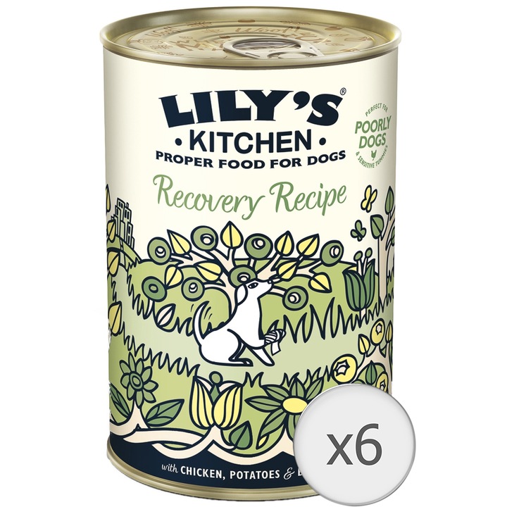 Lily's Kitchen Recovery nedves kutyatáp csirkével, burgonyával és banánnal, 6 x 400 g