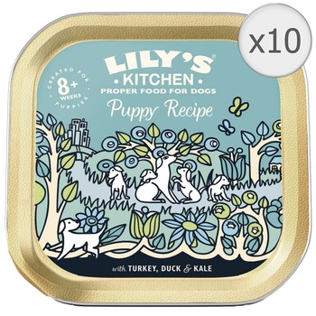 Hrana umeda pentru caini Lily's Kitchen Puppy Recipe Turkey & Duck, 10 x 150g