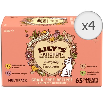 Hrana umeda pentru pisici Lily's Kitchen For Cats Everyday Favourites, Multipack 4 x (8 x 85g) Hrana umeda pentru pisici Lily's Kitchen For Cats Everyday Favourites, Multipack 4 x (8 x 85g)