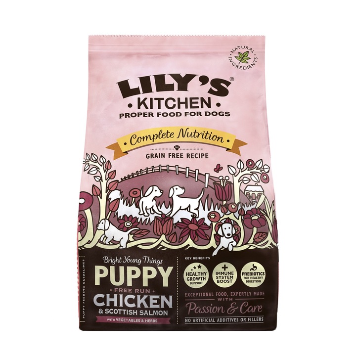 Lily's Kitchen Gabonamentes Száraz kutyatáp, Kölyökkutyáknak, csirke és skót lazacos, 1Kg