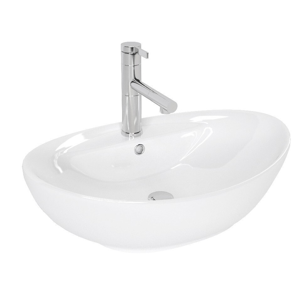 Lavoar Cindy, ceramica alba cu montaj pe blat , 59.5x40 cm, design modern