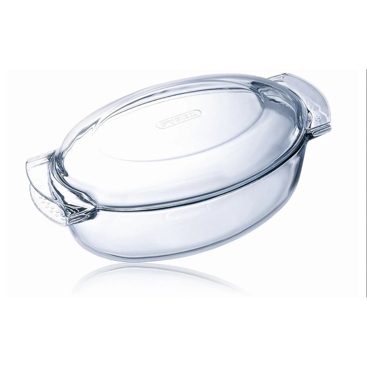 Стъклена касeрола Pyrex Essentials, 3 л, Стъклен капак, 33х20 см, Овална