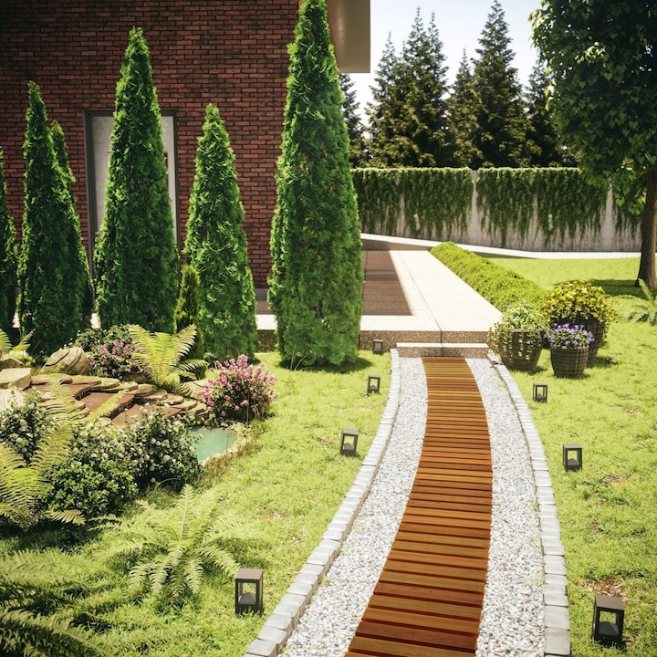 Poteca de gradina din lemn, maro, 30x600 cm