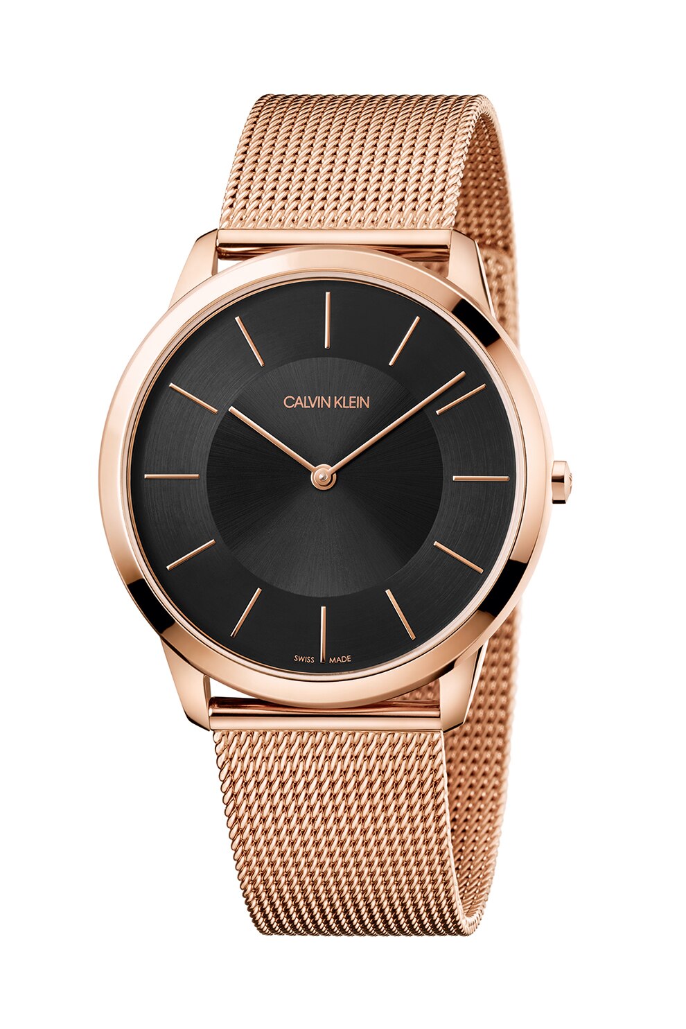 CALVIN KLEIN, Ceas analog cu o bratara cu model tip plasa, Auriu rose