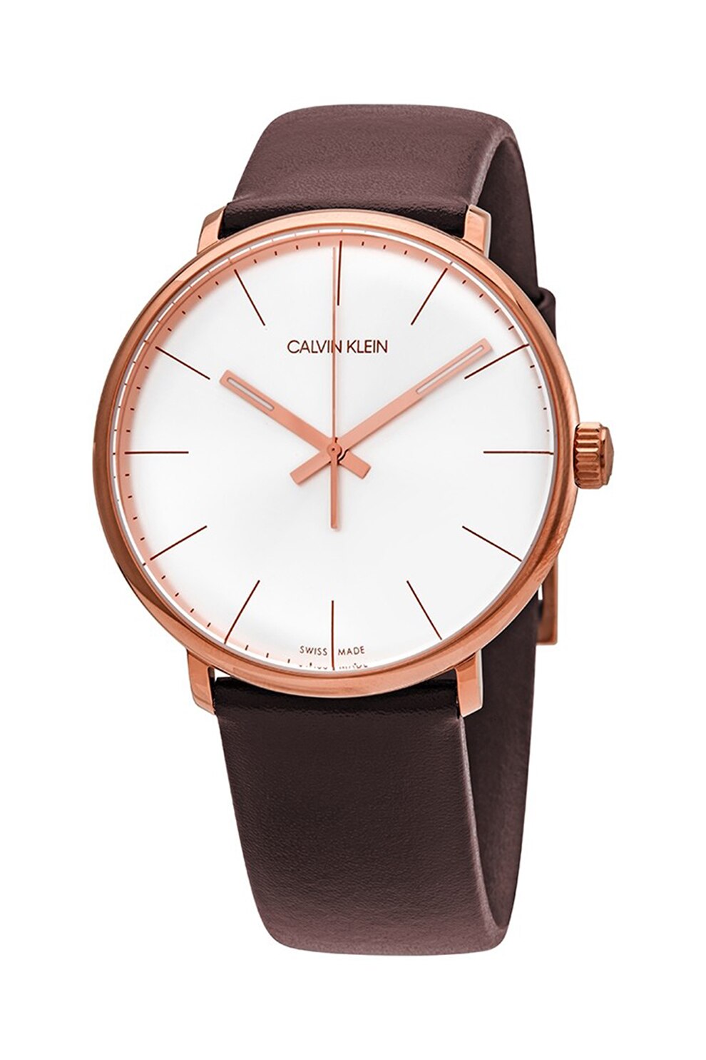 CALVIN KLEIN, Ceas cu o curea de piele, Maro coniac