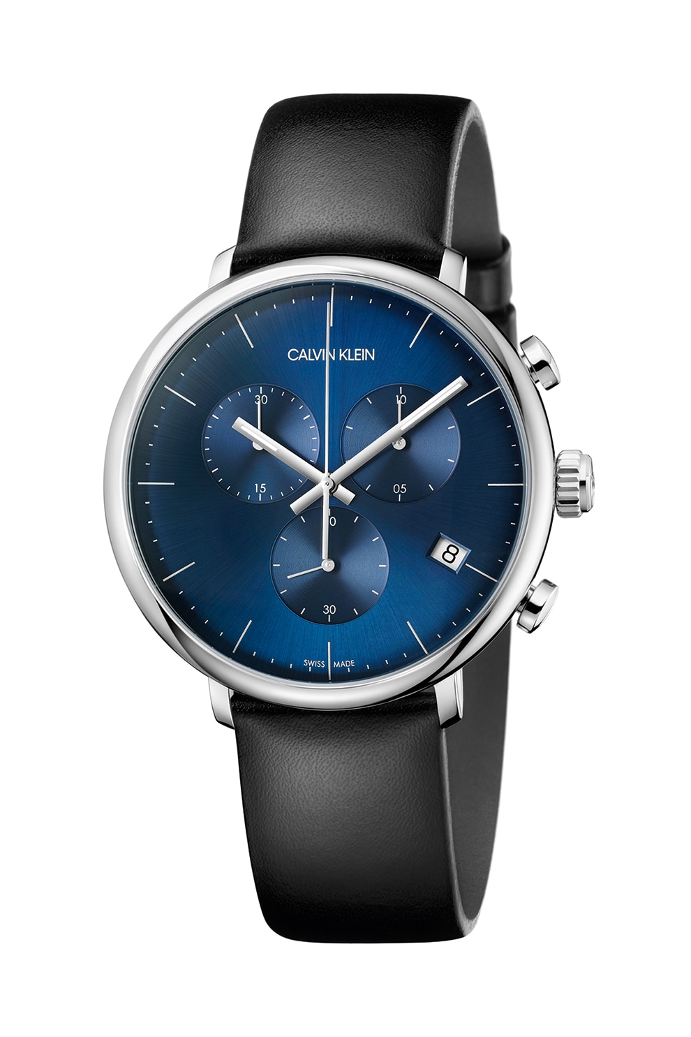 CALVIN KLEIN, Ceas cronograf cu o curea de piele, Negru