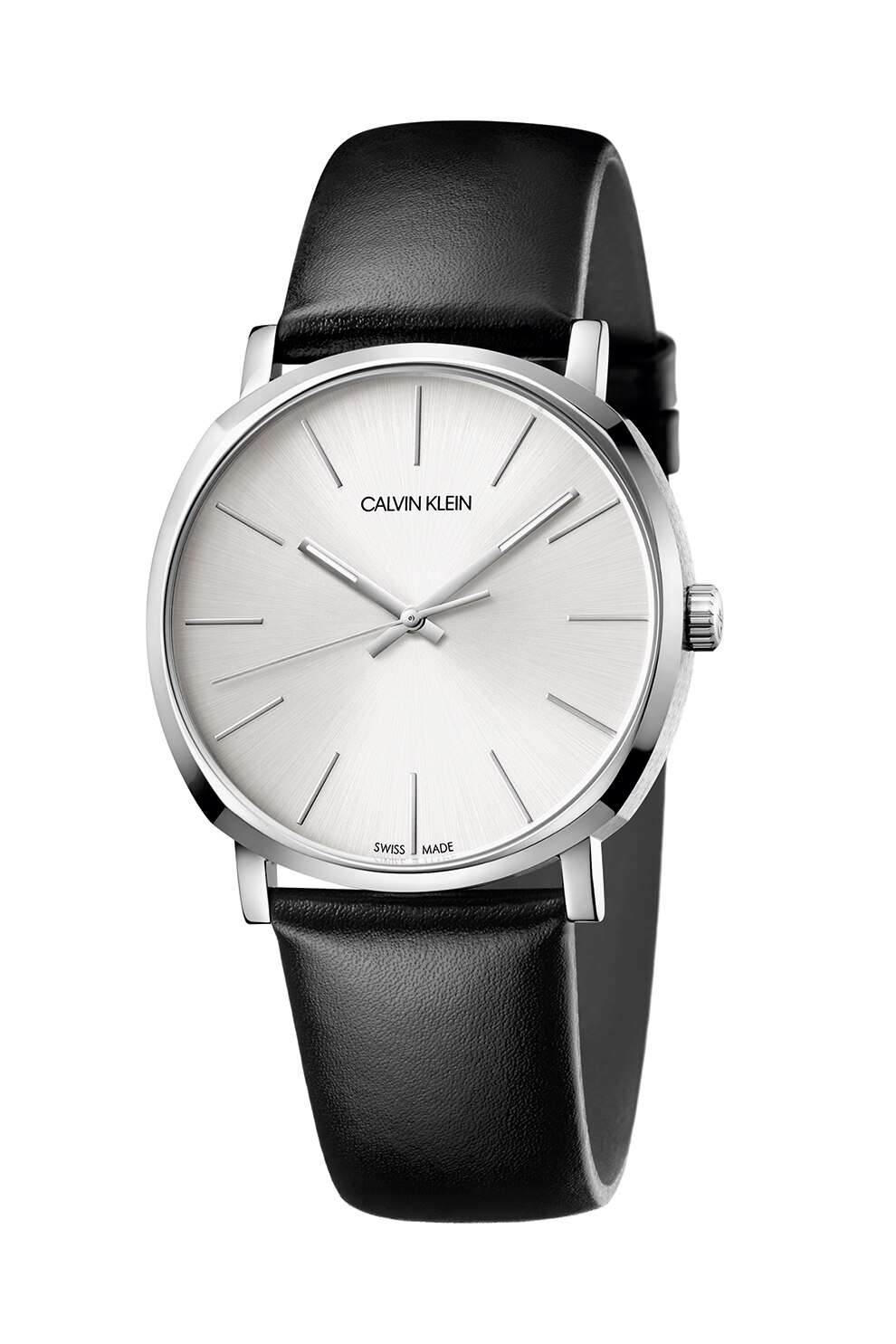 CALVIN KLEIN, Ceas quartz cu o curea de piele, Negru