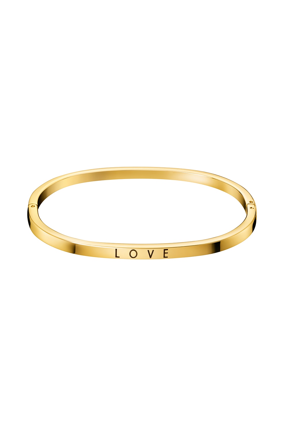 CALVIN KLEIN, Bratara rigida cu aplicatie text, Auriu, 5.4x4.3 CM Standard