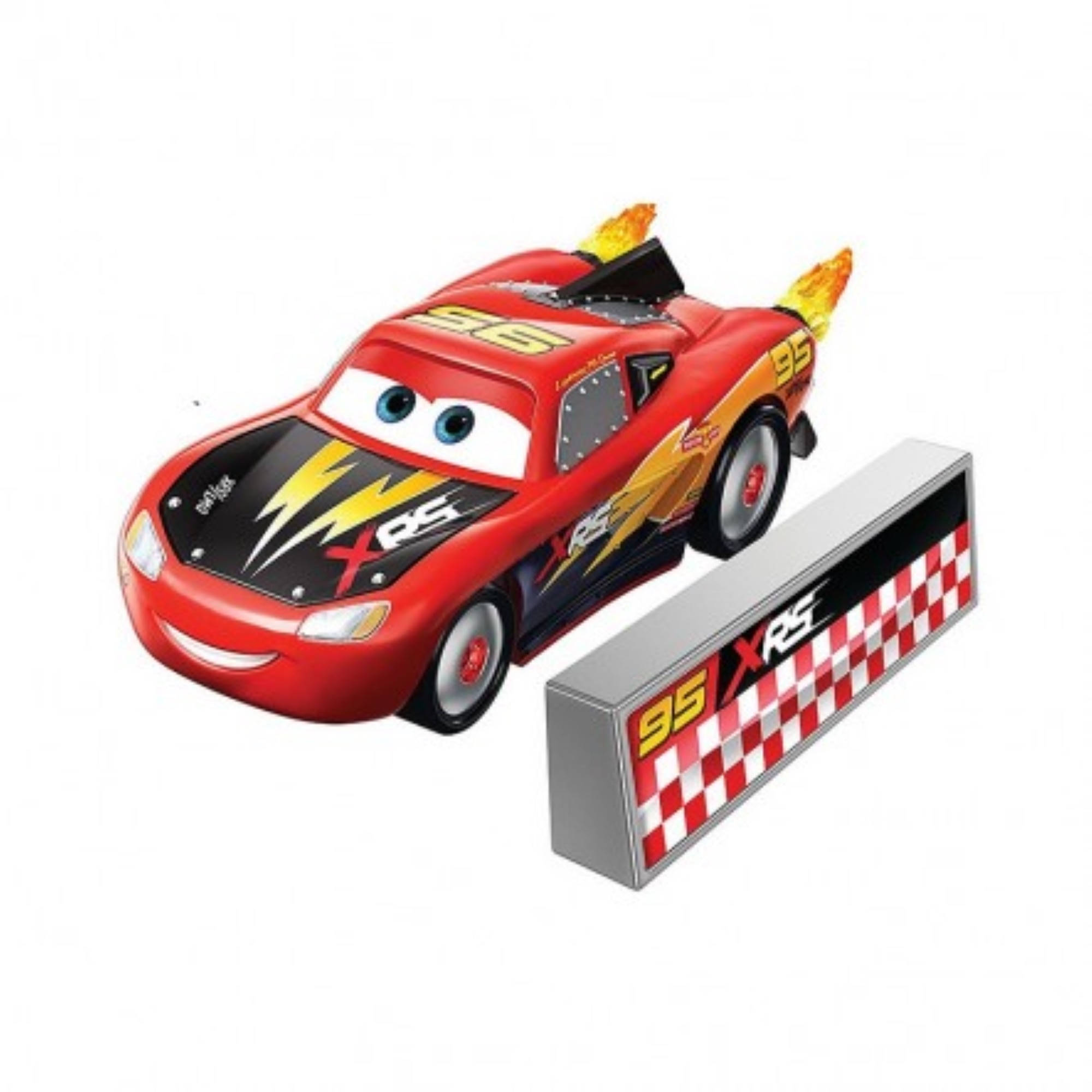 Masinuta metalica Fulger McQueen cu vartejuri, Disney Pixar Cars – Rocket Racing, 9 cm, Mattel, 3 ani+