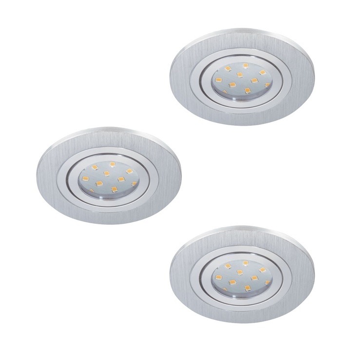 3 db-os beépített spotlámpa készlet, AREITIO, EGLO, GU10 LED, 3x5W, 3000K, patinás alumínium, átmérő 11 cm