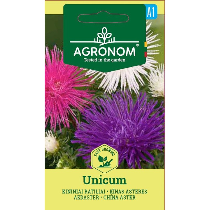 Aster China Unicum Mix, Agronom, Seminte, plic, 0.4 grame