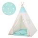 Cort de joaca pentru copii, Teepee, bumbac amestec imprimat menta