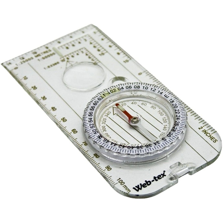 Web Tex Machine Военен компас Web-tex градуиран в милиметри, 12 x 5 см, Снабден със ...