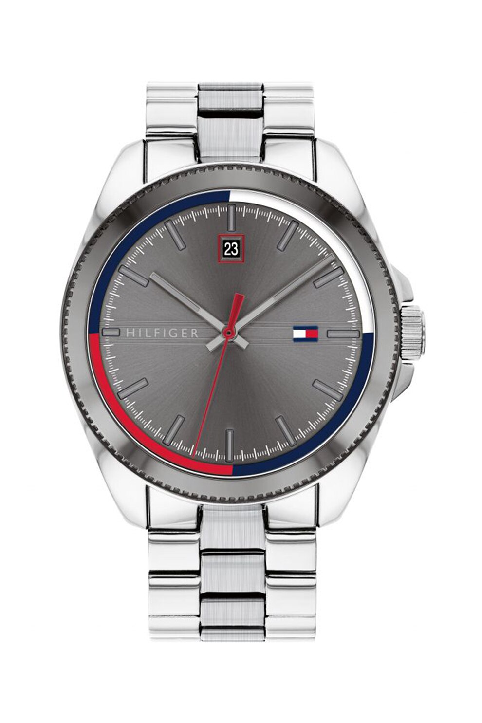 Tommy Hilfiger, Ceas analog cu bratara metalica, Argintiu