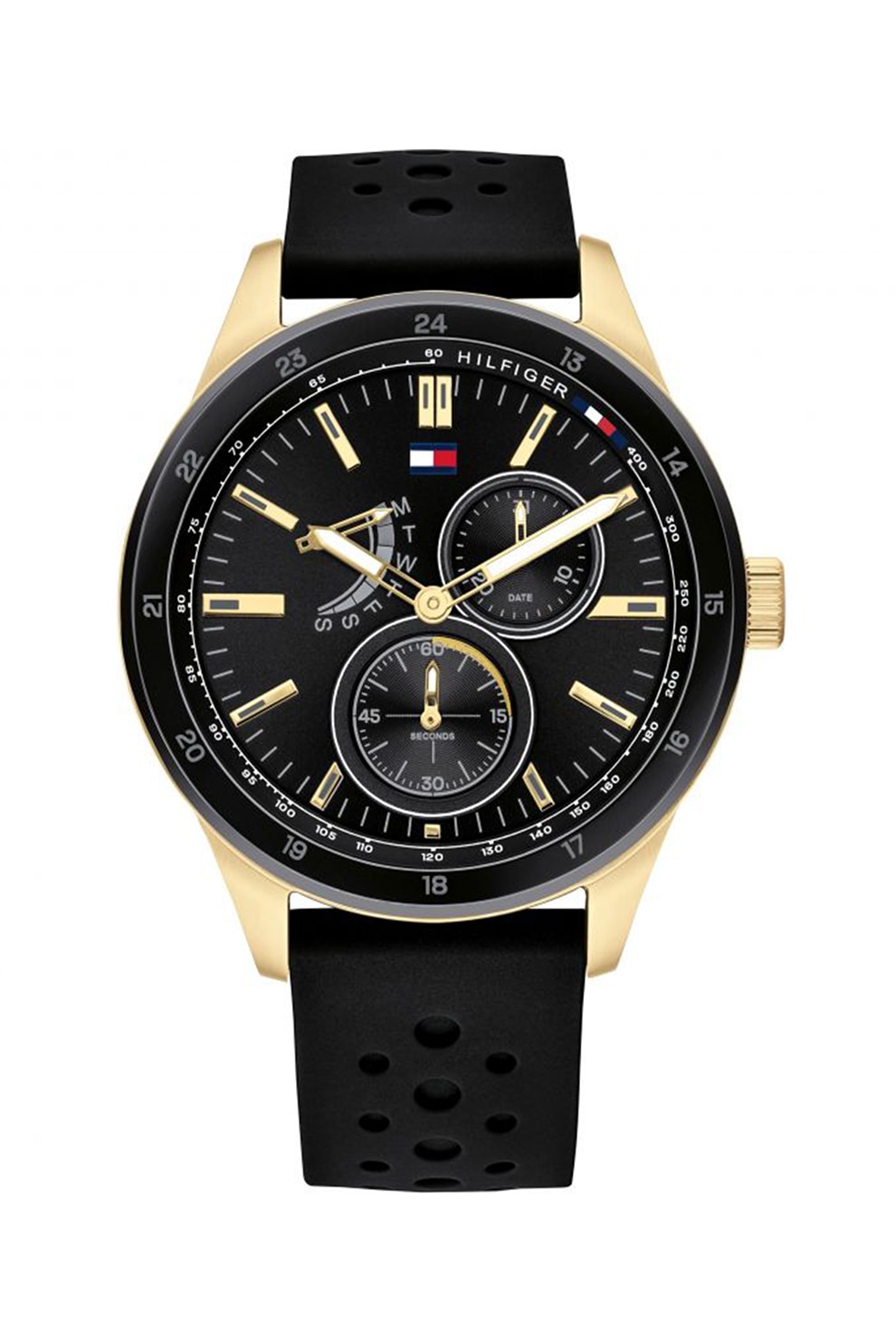 Tommy Hilfiger, Ceas cu o curea de silicon si functii multiple, Negru
