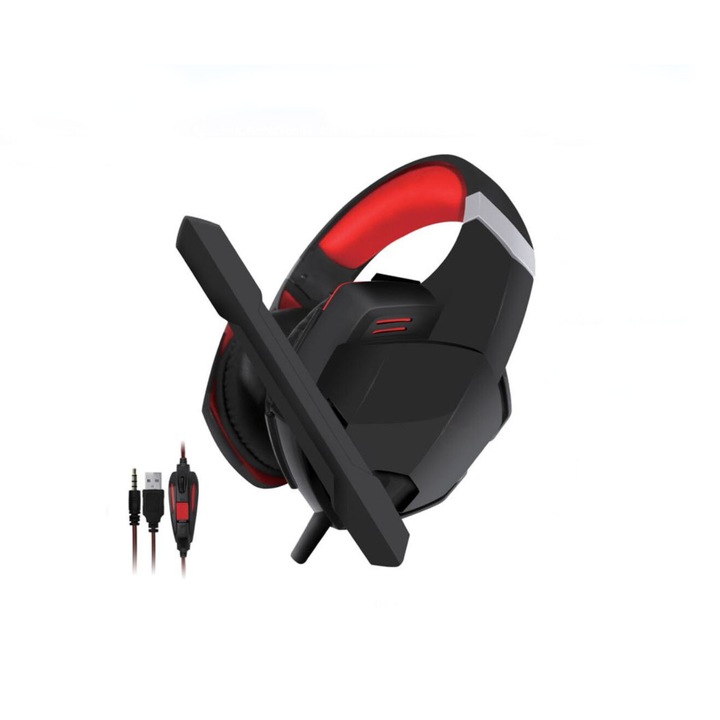 Геймърски слушалки с микрофон, LED подсветка, Мемори пяна, 3 метра кабел