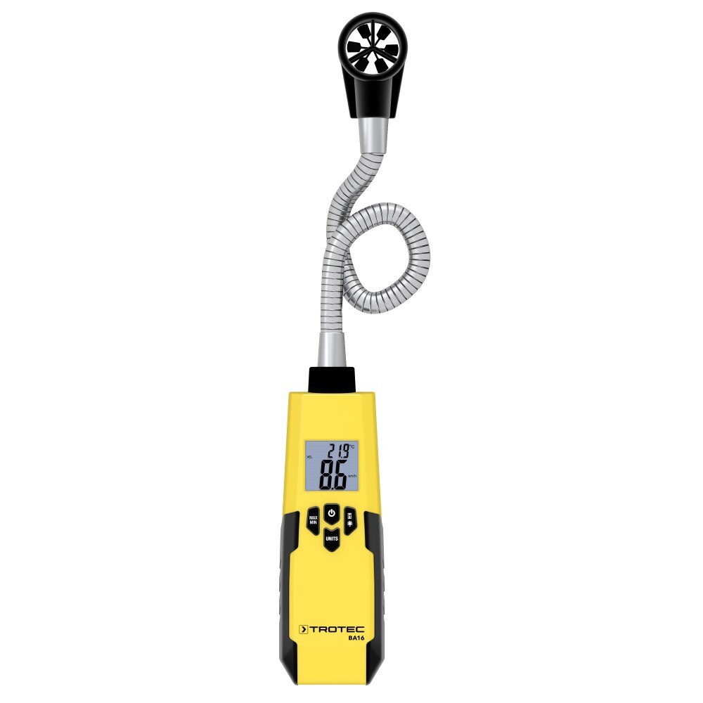 Anemometru TROTEC BA16, Masurare rapida si simpla a vitezei, temperaturii si volumului fluxului de aer (m³/min => CMM), Display