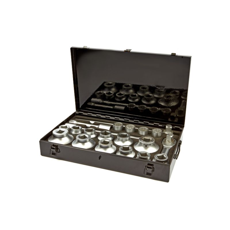 Trusa tubulare cu clichet, HBM, 21 piese, 1 inch, 30-80 mm