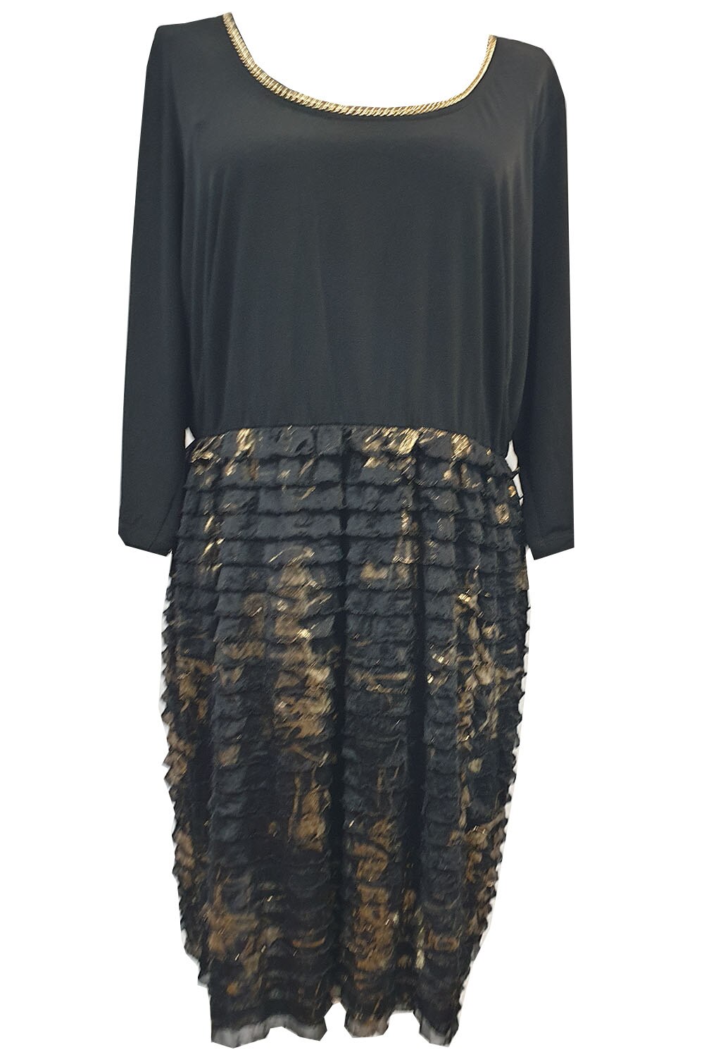 Rochie de seara AVA, negru auriu , 46