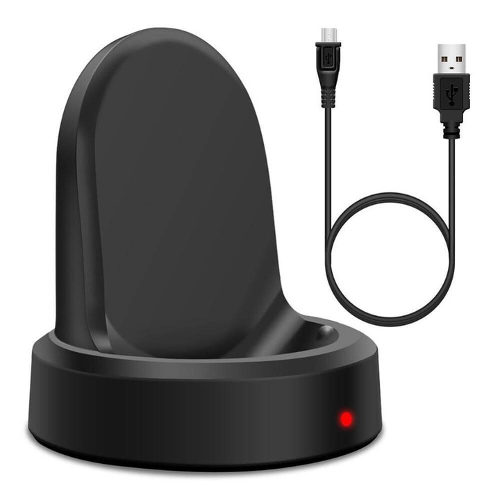 Dock incarcare smartwatch Edman pentru Samsung Galaxy Gear S3 Classic / S2 / Frontier / Gear Sport R600 Smartwach, suport magnetic, incarcator ceas, negru