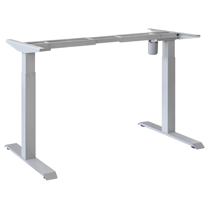 QMOBILI Frame I elektromos íróasztali keret, 1 motor, állítható keret, szögletes láb, 70 x 70 cm, 2 fokozat, memória és digitális kijelző funkció, terhelés 80 kg, szürke / ezüstszín