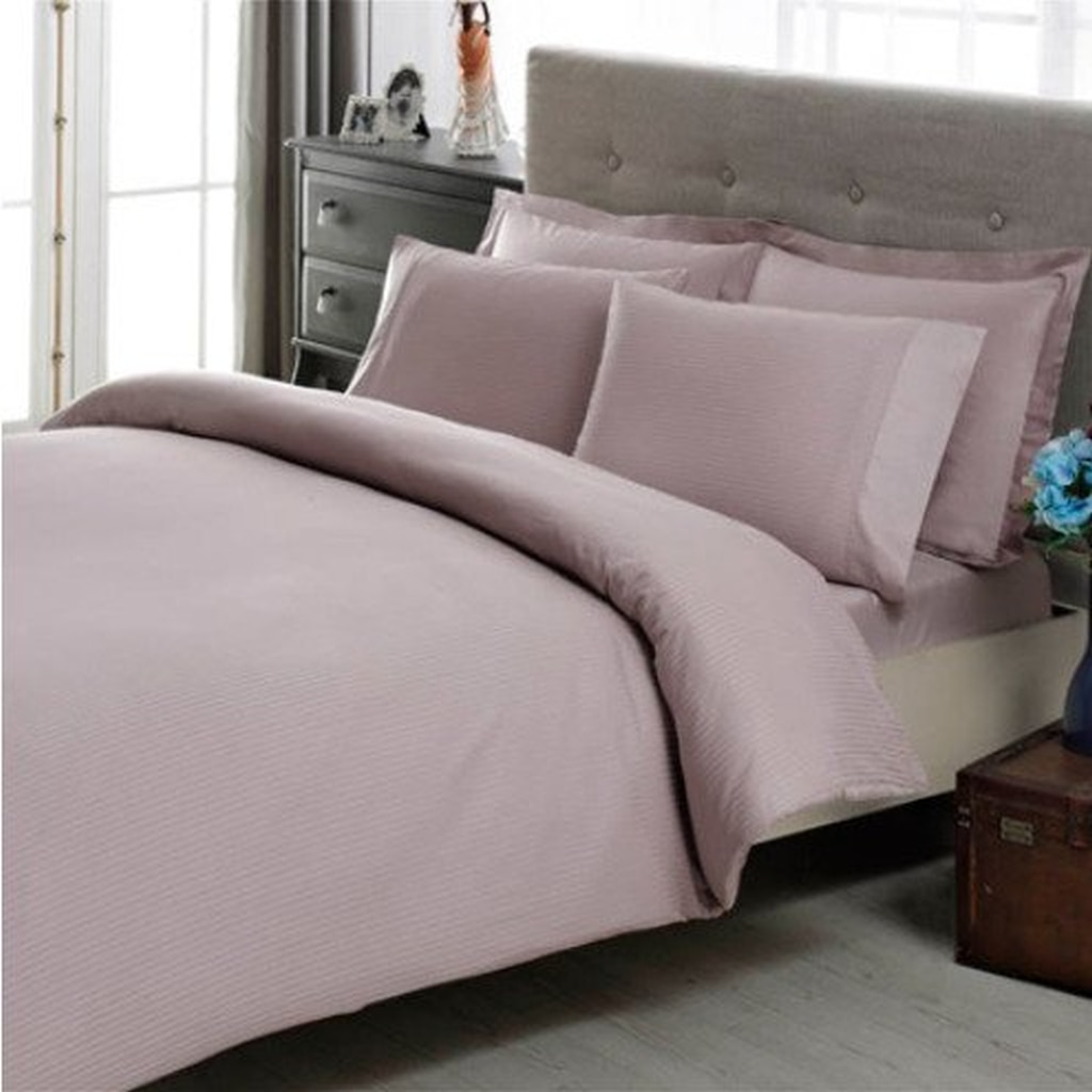 Lenjerie de pat XXL dublu bumbac 100% premium satin, 6 piese, TAC, Stripe Lila