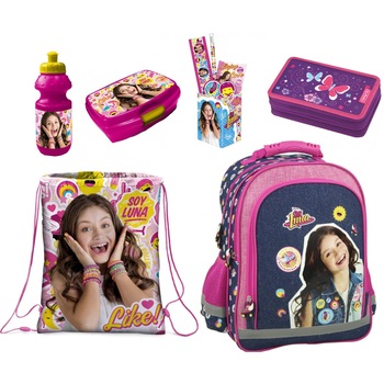 Set scoala SOY Luna 14 - Ghiozdan,Penar echipat , Suport Instrumente de scris, Set cutie alimente + sticla de apa, sac incaltaminte,Pix Set scoala SOY Luna 14 - Ghiozdan,Penar echipat , Suport Instrumente de scris, Set cutie alimente + sticla de apa, sac incaltaminte,Pix