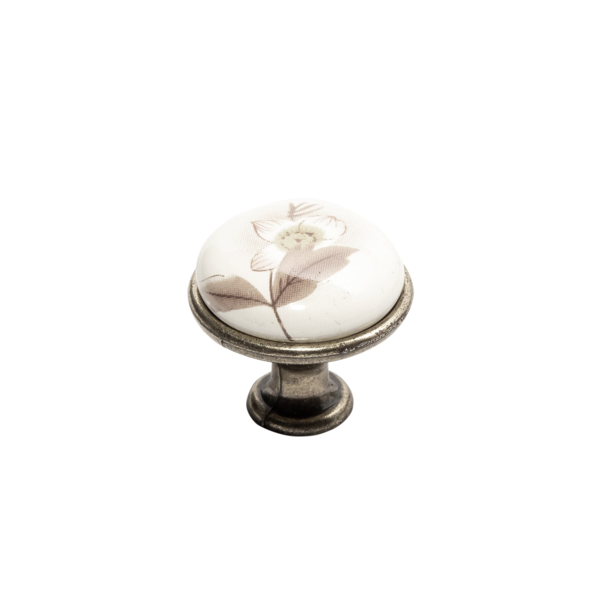 Buton ceramica model W0520/701A, finisaj antic auriu/floare maro