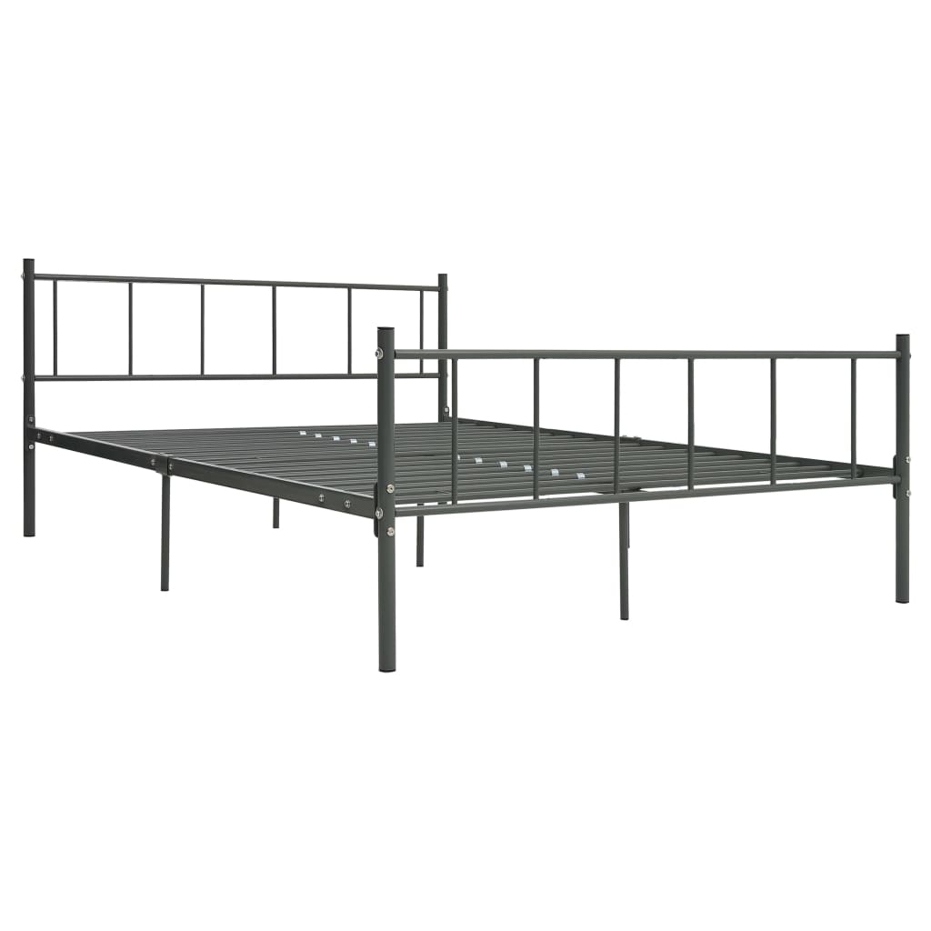 Cadru de pat clasic dublu, vidaXL, Metal, 200 x 200 cm, Gri