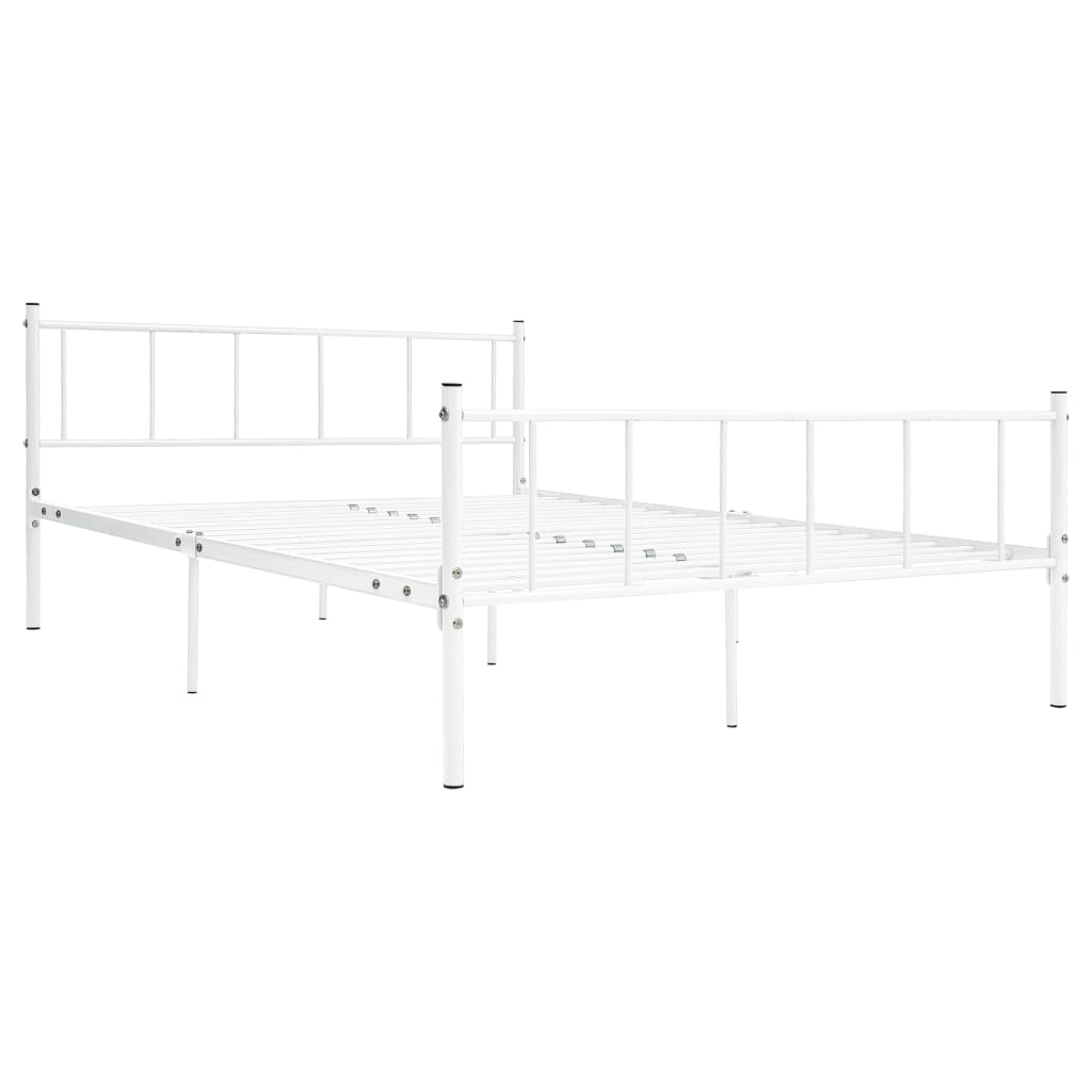Cadru de pat clasic dublu, vidaXL, Metal, 200 x 200 cm, Alb