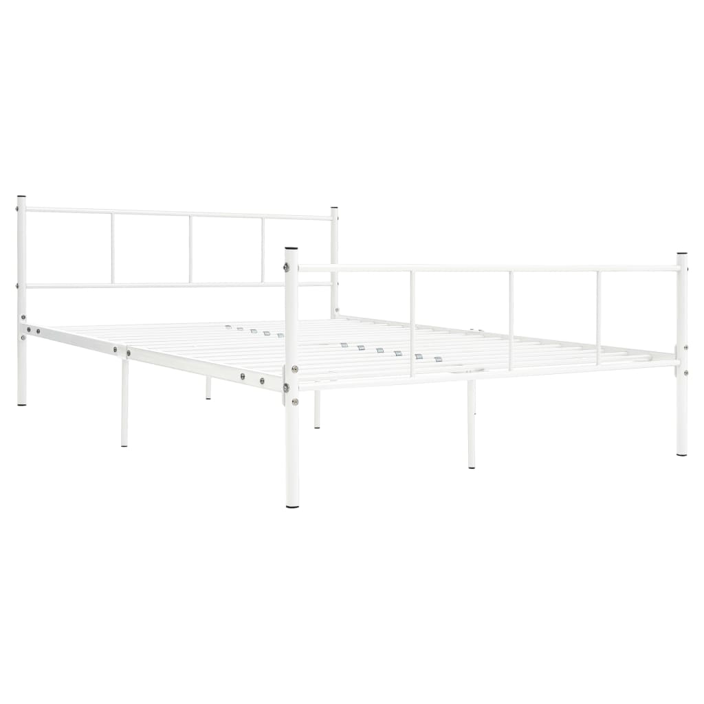 Cadru de pat clasic dublu, vidaXL, Metal, 160 x 200 cm, Alb