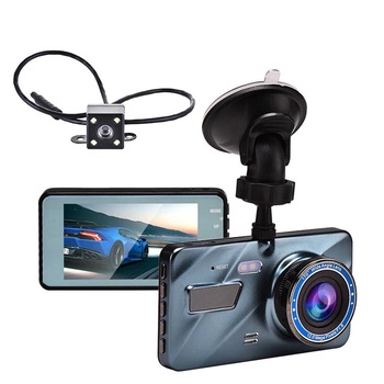 Camera de bord (dubla) DVR 1296P Full HD 4 inch, senzor G, vedere nocturna, unghi de filmare 170 °, puteti inregistra fata si spate in acelasi timp Camera de bord (dubla) DVR 1296P Full HD 4 inch, senzor G, vedere nocturna, unghi de filmare 170 °, puteti inregistra fata si spate in acelasi timp