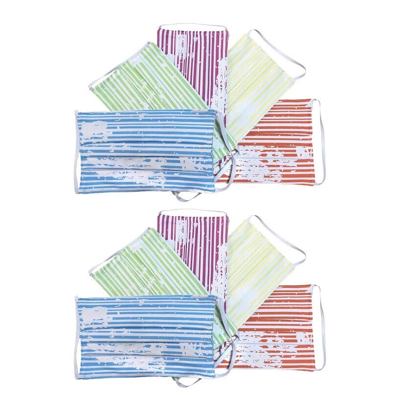 Set 10 bucati masti de protectie fata din bumbac cu densitate mare, Dress To Impress, doua fete, trei pliuri, doua straturi, multicolor