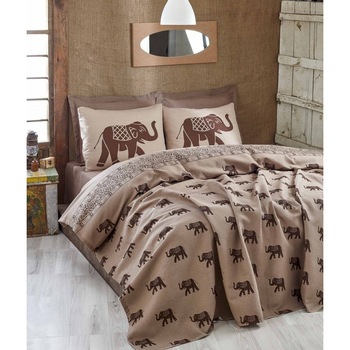 Cuvertura subtire bumbac 100%, 1 persoana, 160 x 235 cm, Eponj Home, Fil - Maro Cuvertura subtire bumbac 100%, 1 persoana, 160 x 235 cm, Eponj Home, Fil - Maro