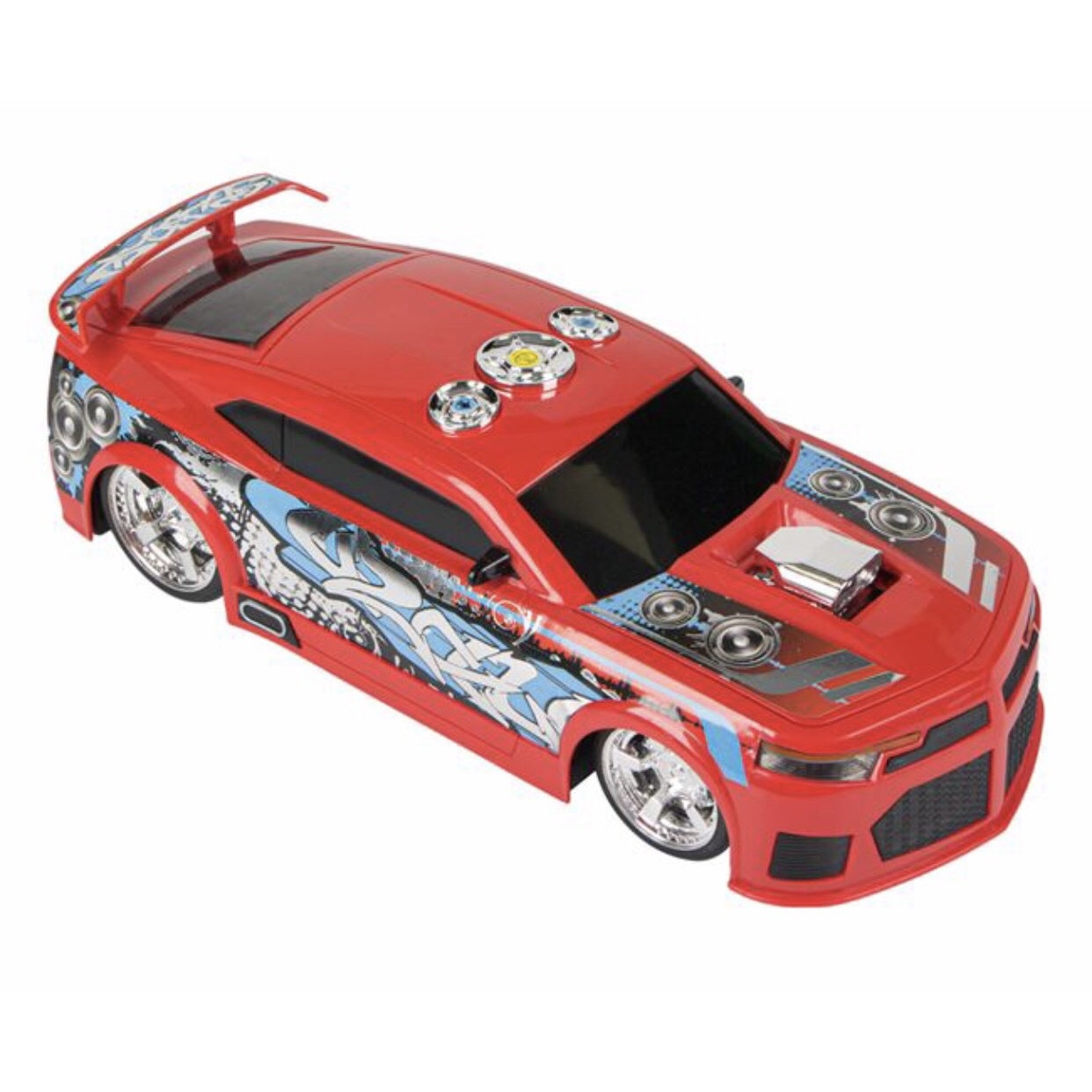 Masina multifunctionala de curse cu lumini si sunete, are lumini interioare, pentru baieti, ATS, rosie