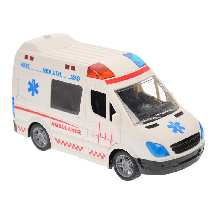 Ambulanta de jucarie cu telecomanda, sunete si lumini, 1:20 - QS3002A1
