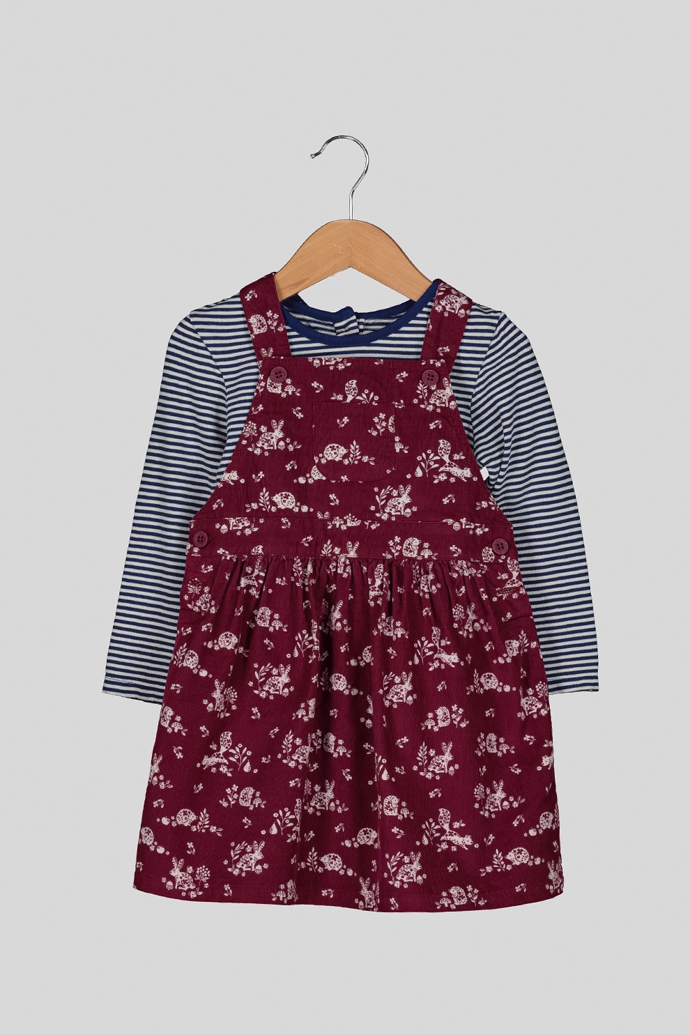 Jojo Maman Bebe, Set de 2 piese cu bluza si rochie, fete, cu imprimeu, Multicolor, Multicolora